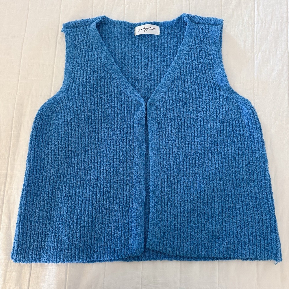 Carly Jean Los Angeles Sweater Vest Women's SMALL Blue Hook & Eye‎ NWOT